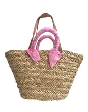 Load image into Gallery viewer, Panier paille cuir , Sac rafia , sac hobo , sac paille
