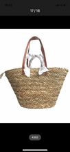 Load image into Gallery viewer, Panier paille cuir , Sac rafia , sac hobo , sac paille
