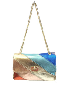 Alexia glitter Sac bandoulière en cuir rainbow bag medium , leather bag , sac à main , maroquinerie